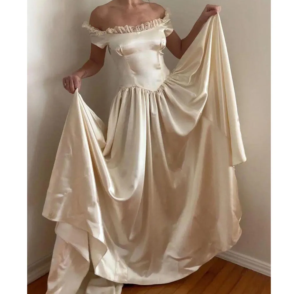 

Champange Evening Dresses Women Off The Shoulder High Quality Banquet Celebrity Special Occasion Female Gowns Elegant 2025