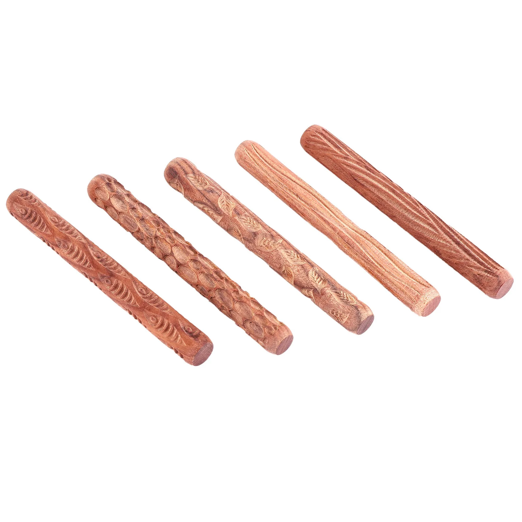 【CYBER MONDAY】5PCS Pottery Tools Wood Hand Rollers for Clay Clay Stamp Clay Pattern Roller