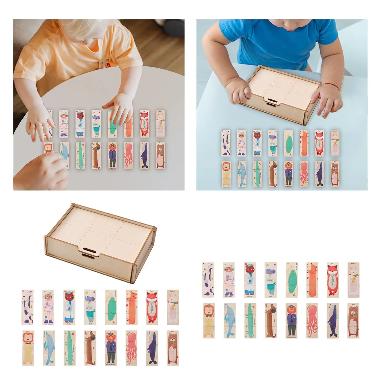 Montessori Toy Wooden Puzzles Words Recognition Game Montessori Sorting Toy