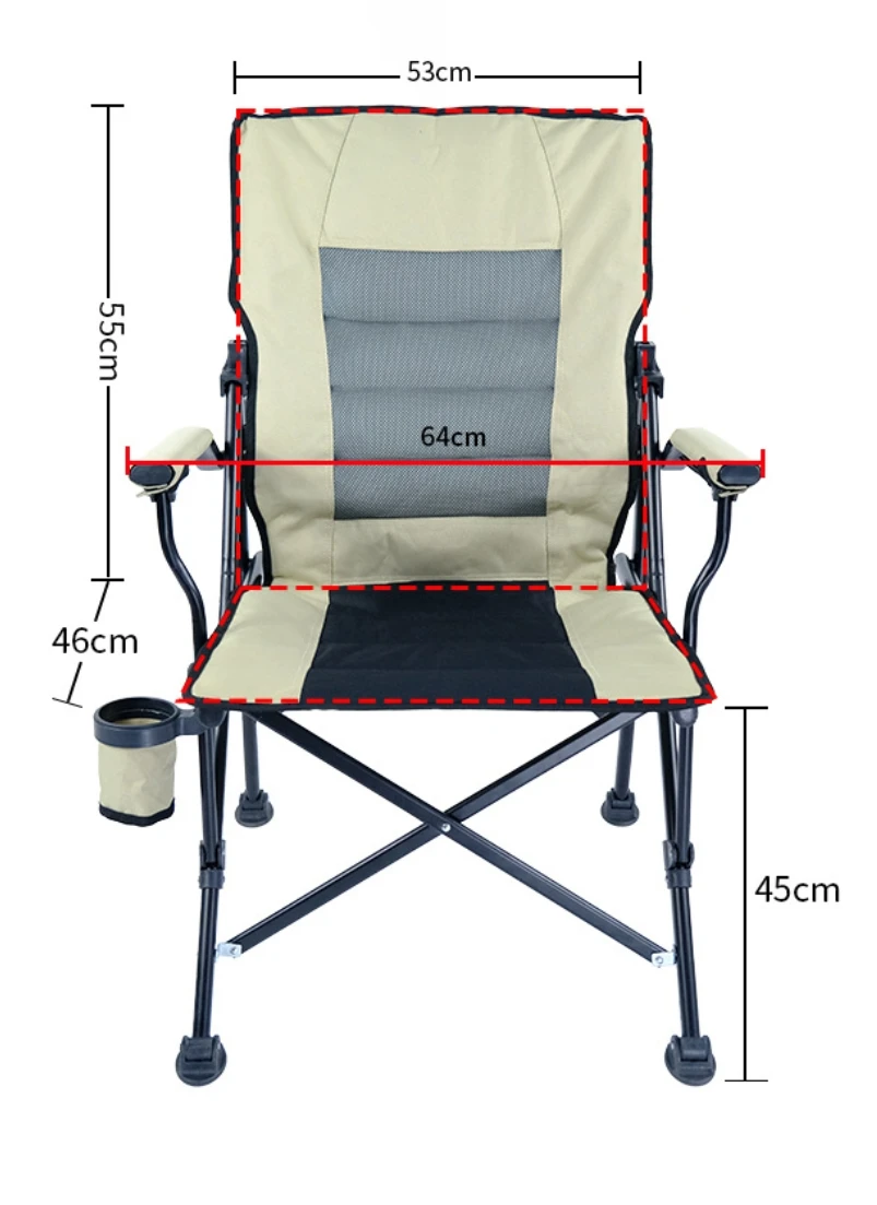 Portable Folding Camping Chair with Comfortable Backrest and Armrest for Outdoor Fishing Hiking and Travel Activities