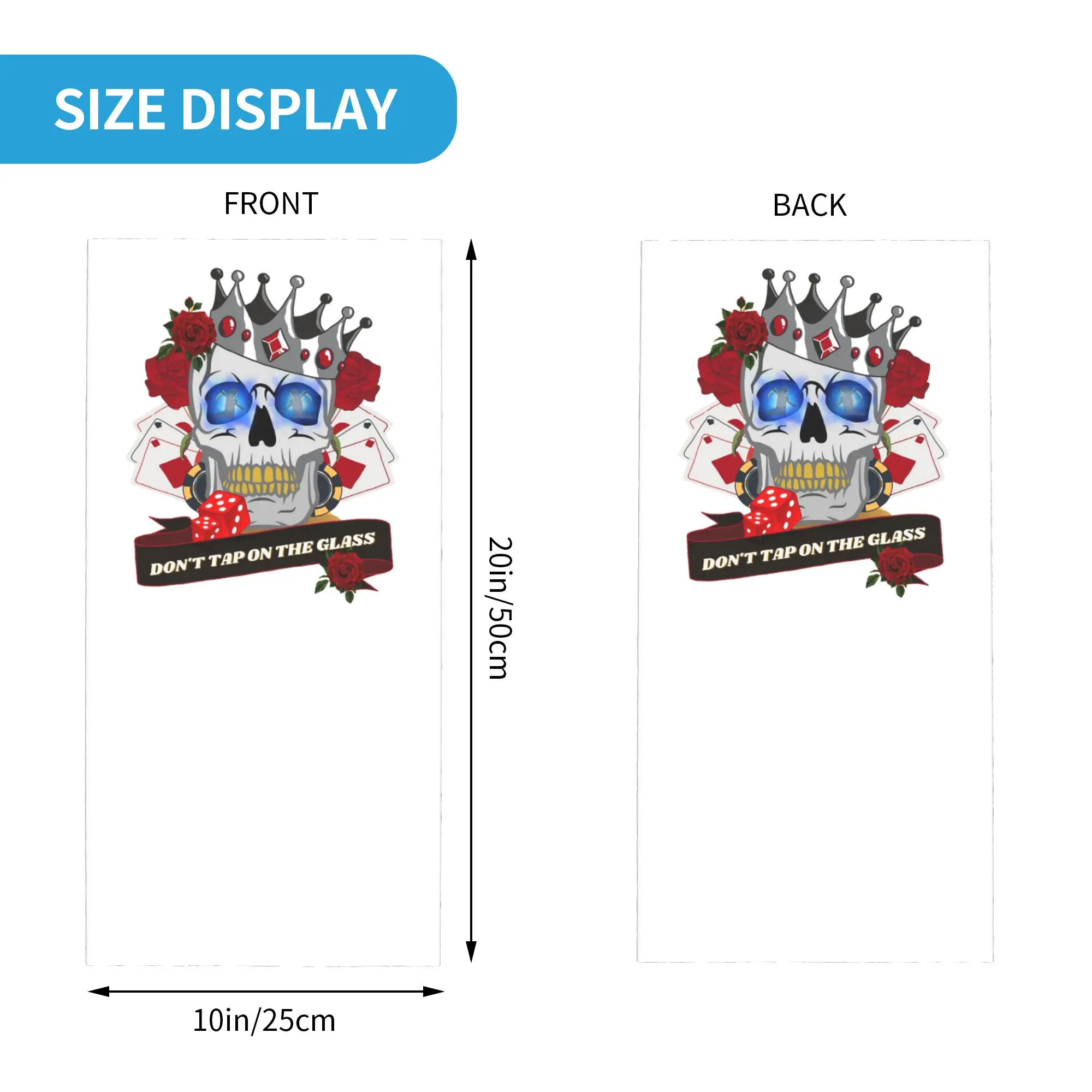 Teeth Eyes Poker Skull Cards Roses Dice and Poker Chip Bandana Neck Cover Printed Magic Scarf Face Mask Hiking Fishing for Adult