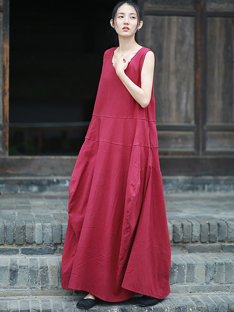 long boho dress Elegant Boho Long Loose Cotton Beach Dress Pink / S