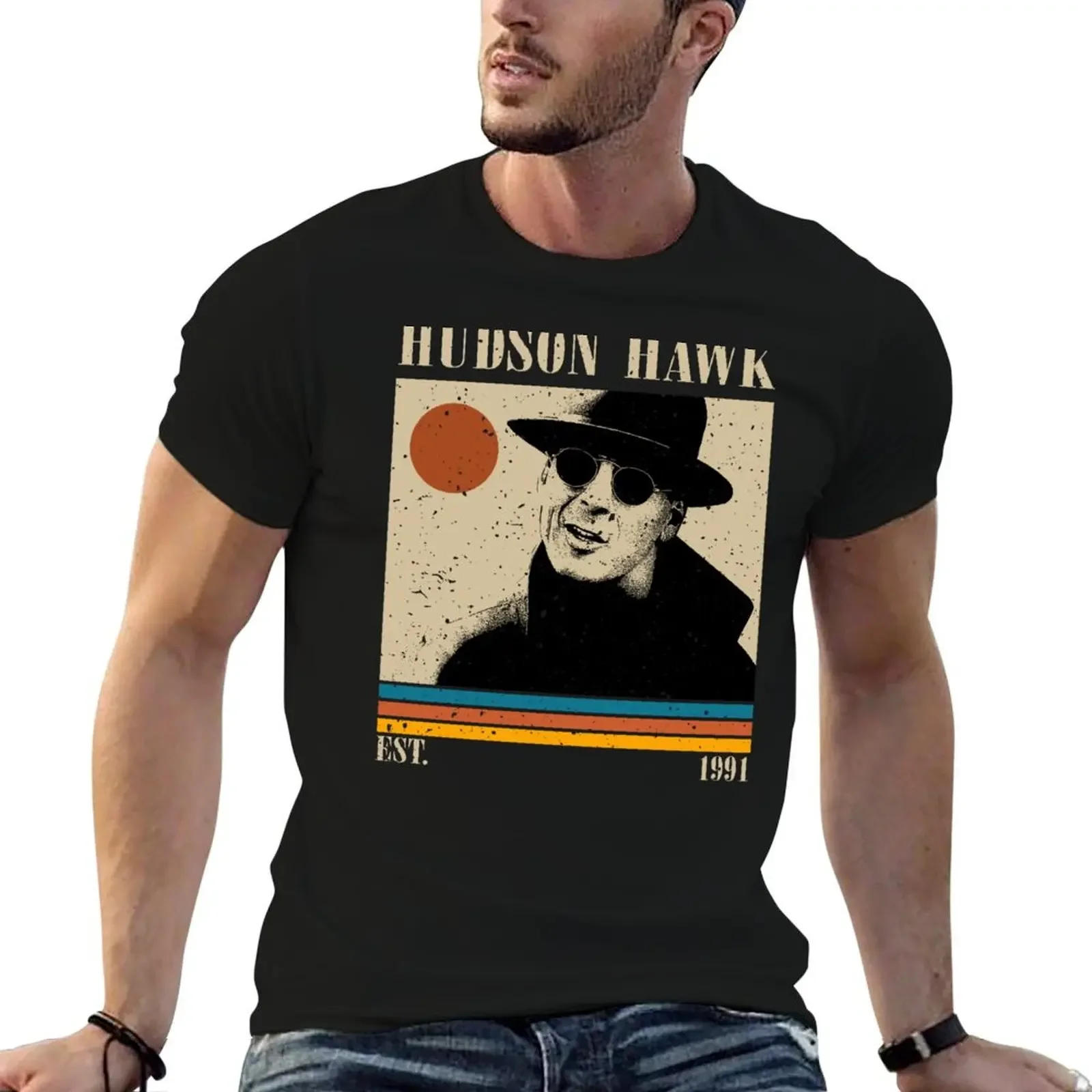 Retro Hudson Hawk T-Shirt man clothes shirts graphic cheap stuff men workout shirt