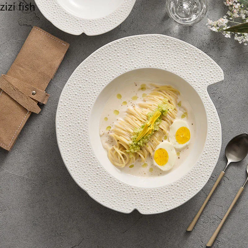 Matte Bead Dot Porcelain Bowl Irregular Ramen Bowl Soup Bowl Dessert Pasta Bowls Salad Bowls Molecular Cuisine Tableware
