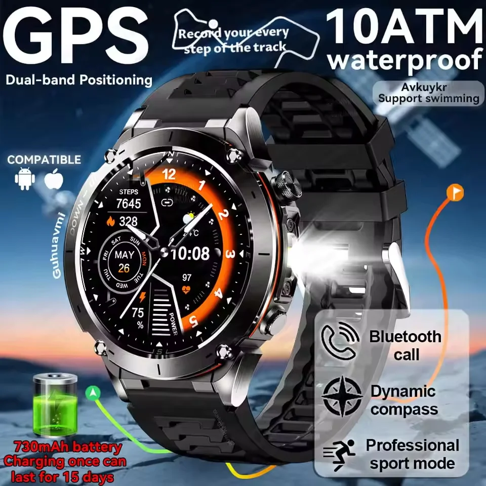 

New T-Rex 3 Military GPS Built-in Dual-band GNSS SmartWatch 730mAh Compass 10ATM Waterproof Swim Fitness Tracker Call Smartwatch