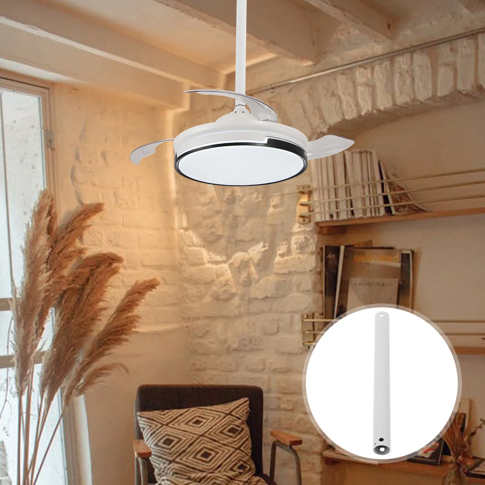 

Ceiling Fan Extension Rod Iron Thickened Design For Stability Durable Use Compatible With Various Ceiling Fans Easy Install