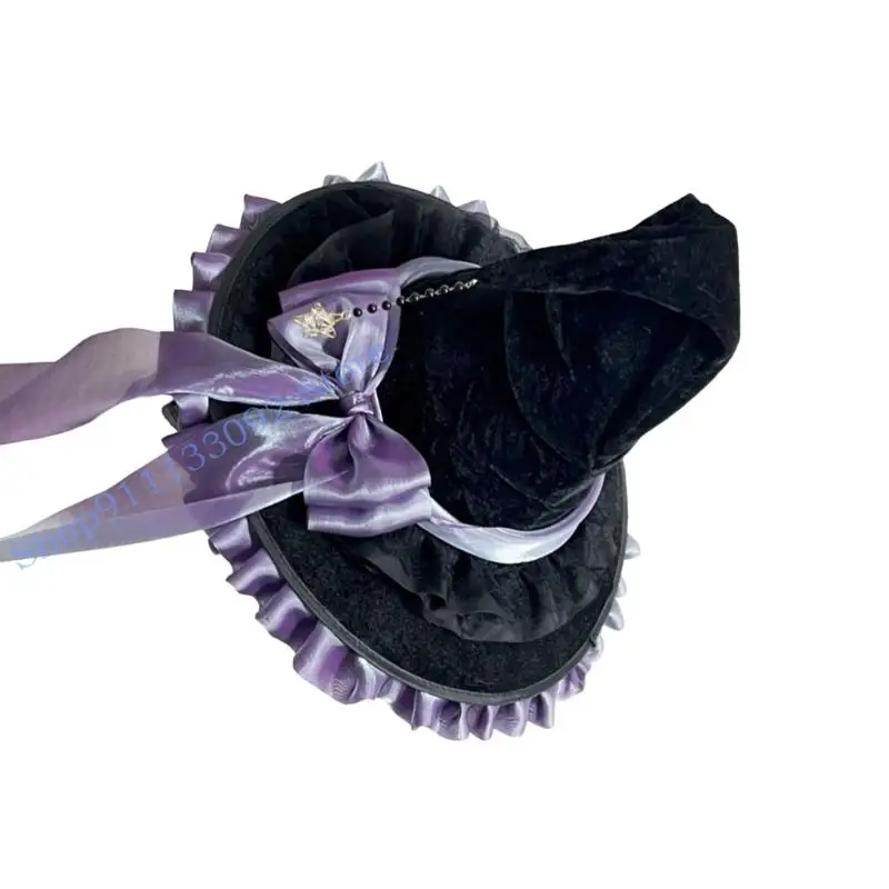 H9ED هالوين قبعة الساحرة معالج القبعات للنساء الفتيات هدايا زي الهالوين التأثيري تنكرات الكرنفالات زينة الحفلات #2