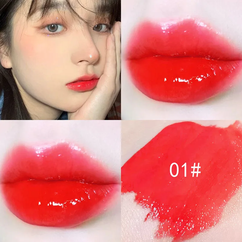 Lip Gloss Transparent Glossy Jelly Lipstick Shimmer Non-sticky Long Lasting Glass Lips Glaze Moisturizing Lip Mud Makeup Use