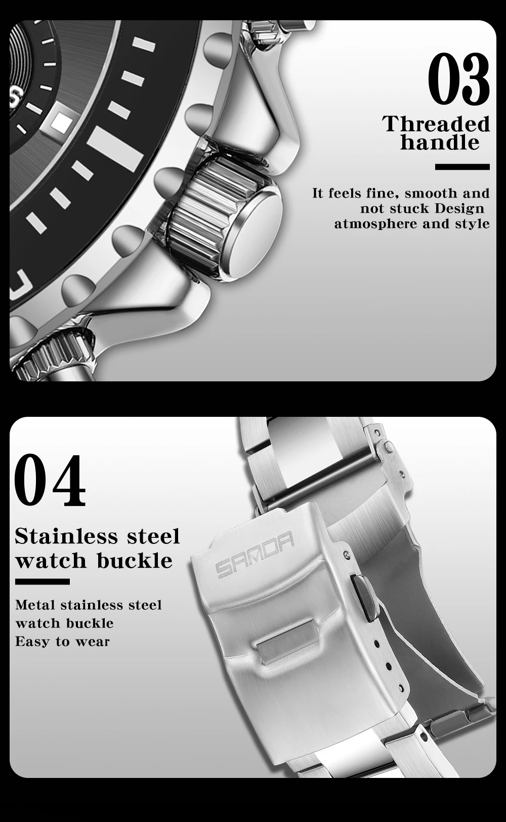 SANDA 2023New Steel Band Calendar Men's Quartz Watch 5306 Simple Three Eyes Six Needle Green Water Ghost Fluorescent Men's Watch