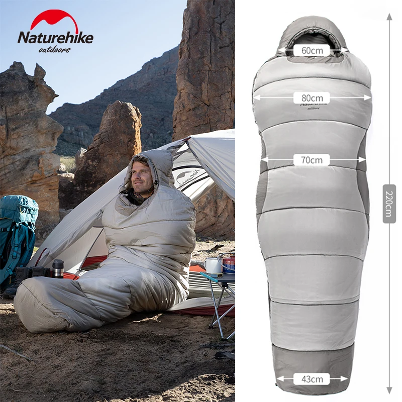 Naturehike Winter Mummy Sleeping Bag 6℃~-4℃ Keep Warm Breathable Soft Windproof Cotton for Outdoor Hiking Camping Sleeping Bag