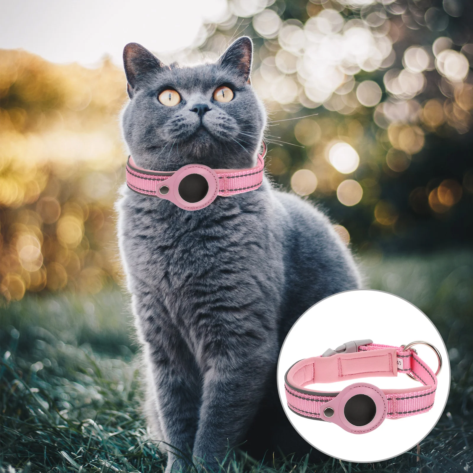 1pc Pet Collar Protector For Anti-Lost Tracer Fixator Reflective Nylon Belt Protective Case For Smart
