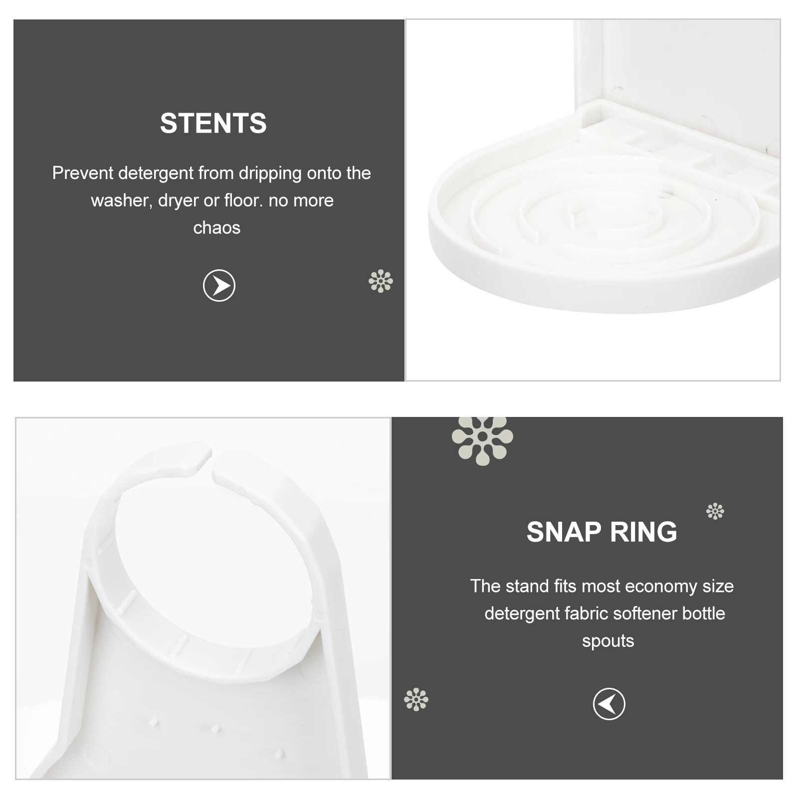 

2Pcs Laundry Drip Catcher Resistance Fabric Softener Bottle Spout Measuring Cup Holder Laundry Cup Holder