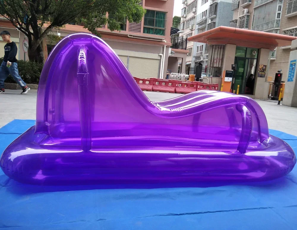 Transparent purple inflatable lounge chair sofa