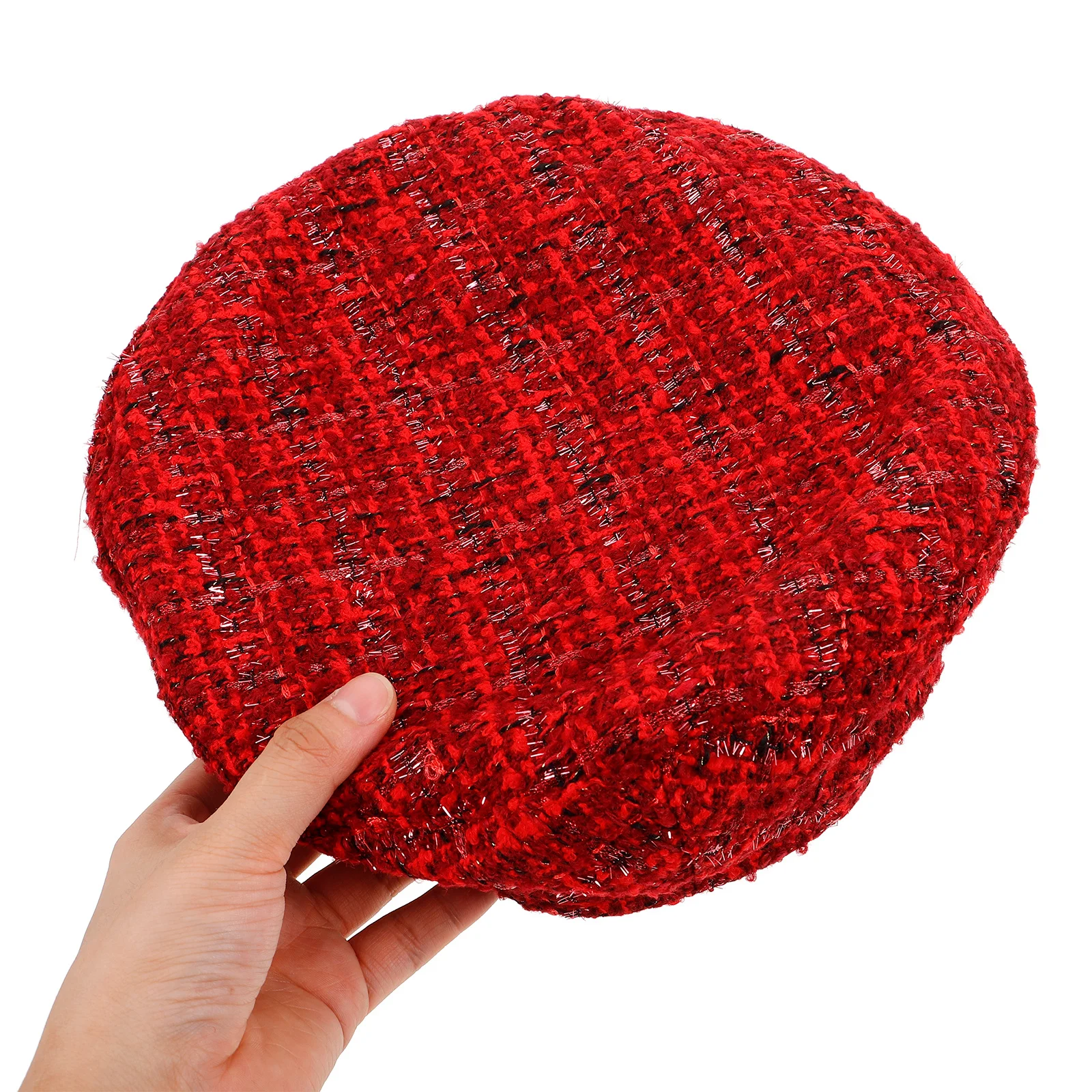 قبعة بيريه كلاسيكية منقوشة متقلب متلألئ متماسكة شتاء دافئ عيد الميلاد أغطية الرأس عطلة الإكسسوارات للنساء #4