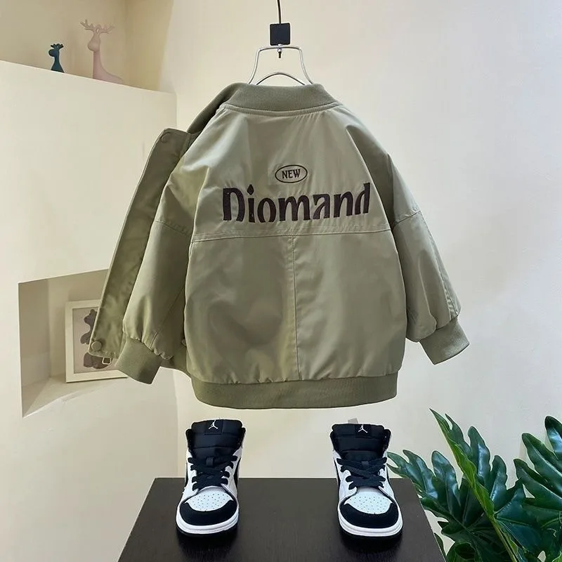 2025 New Boys Baseball Jacket Spring Fall Tween Sporty Baseball Trends Coat