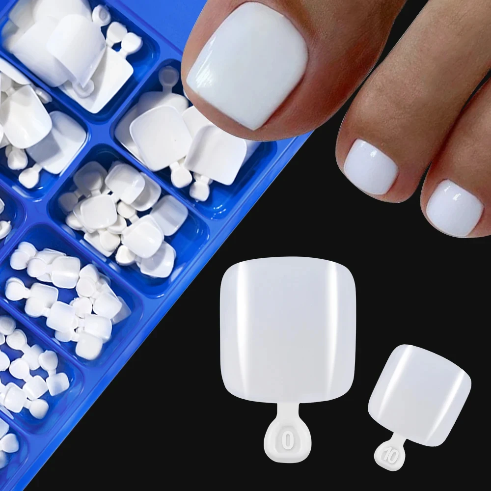100 pçs curto quadrado dicas de unhas falsas cobertura completa branco artificial falso unha acrílico pé arte do prego ponta imprensa na extensão do dedo do pé