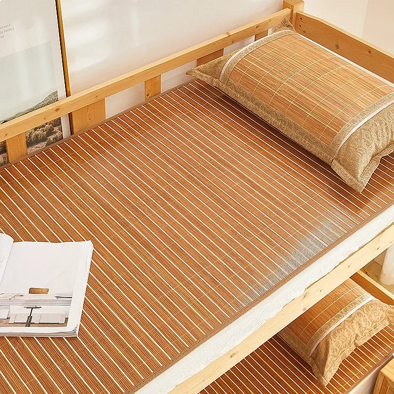 Double Sided Bamboo Mat Summer Bed Rattan Mat Student Dormitory Bunk Bed Ice Silk Bedding