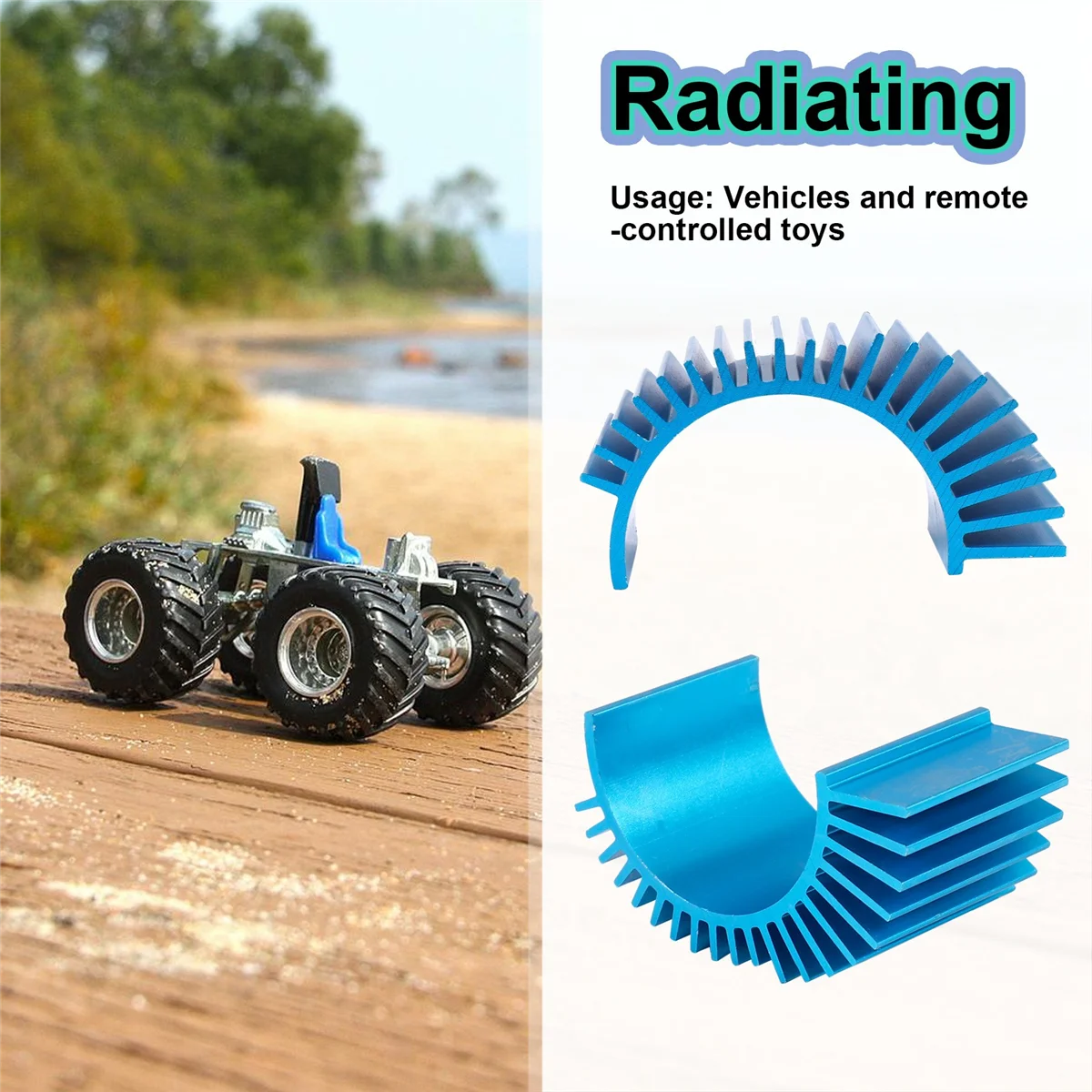 Radiador del motor de los recambios 540 550 del coche de control remoto para Wltoys 12428 12423 A959-B A969-B A979-B A929-B azul