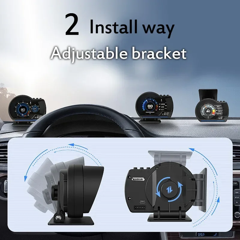 Durable A500 Car OBD Multifunctional LCD Instrument Modified Head Up Display Detector P6 Speed Water Temperature Turbine