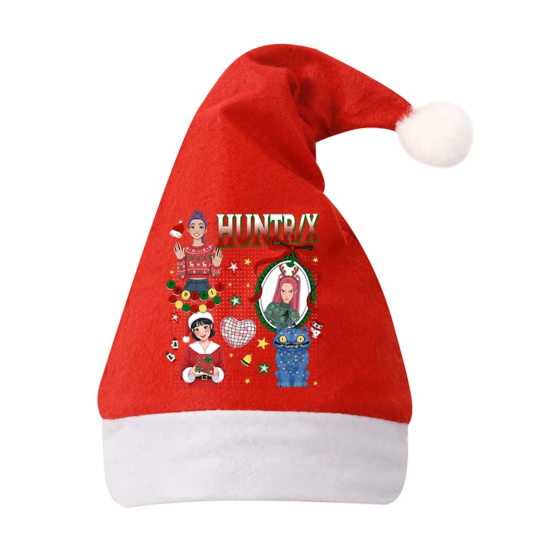 KPop Demon Hunters Świąteczny Kapelusz Rumi Mira Zoey Urocze Czapki Świąteczne Noworoczne Kapelusze Świętego Mikołaja Dekoracje na Imprezę Świąteczną Przebranie Cosplay Prezenty