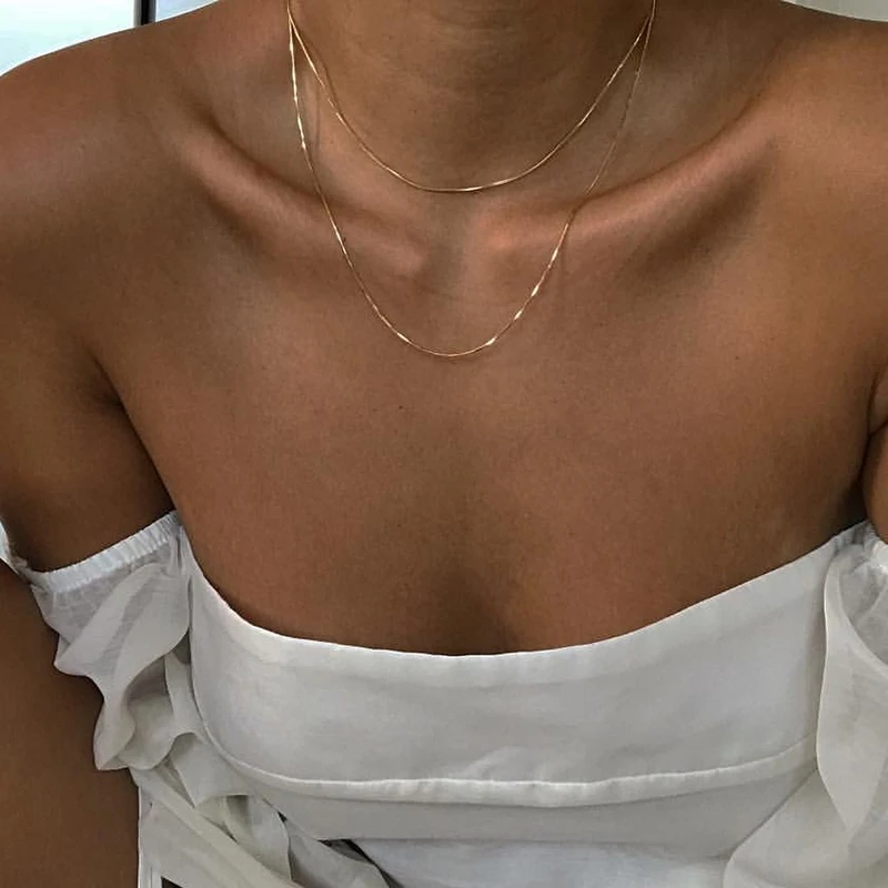 Titanium With 18K Gold Thin Snake Chian Choker Necklace Designer T Show Runway Gown  Rare INS Japan Korean Boho Gothic Hip Hop