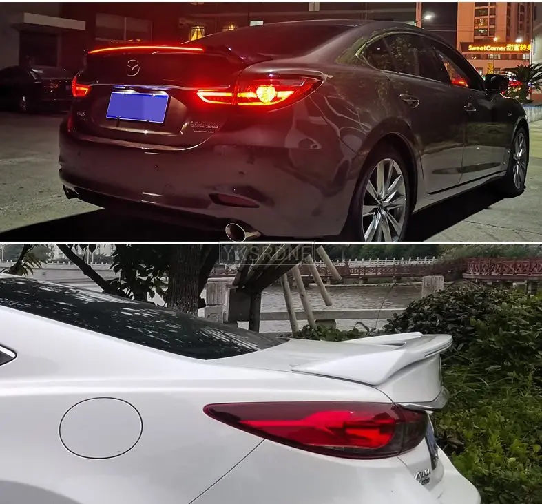 ABS Plastic Painted Black Red White Color Rear Spoiler Trunk Boot Wing Spoiler With Led Light For Mazda 6 ATENZA 2014-2020