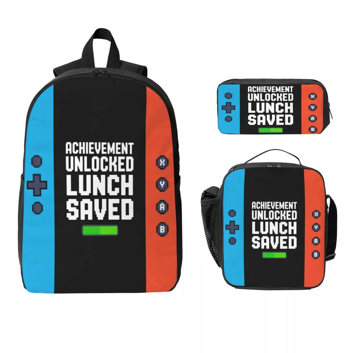 3Pcs Video Game Console Gamer School bags Set for Children Pencil Boxes Backpack Sets with Lunch Box For Students Knapsack