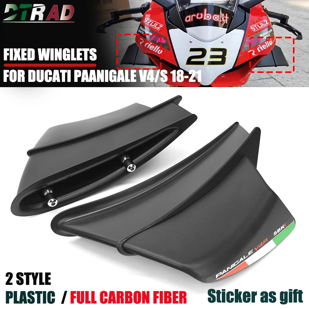 

V4 For DUCATI Panigale V4 V4S V4R 2018-2021 Motorcycle Winglets Air Deflector Fit Aerodynamics Side Fixed Wing ABS Carbon Fiber