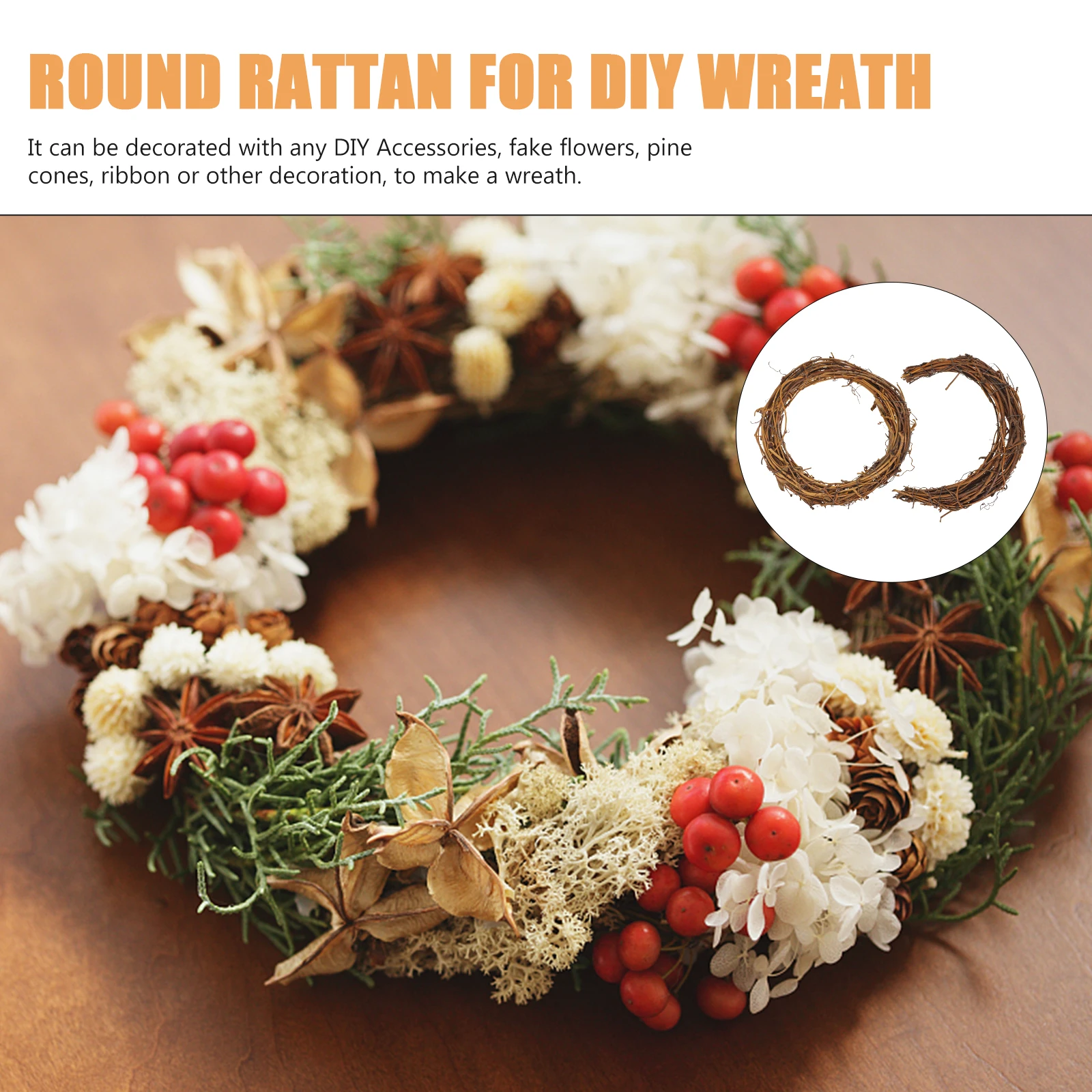 

2Pcs DIY Rattan Wreath Moon Shape Frame for Rustic Home Wall Door Party Decoration Garland Moon Shaped Wreath Rattan