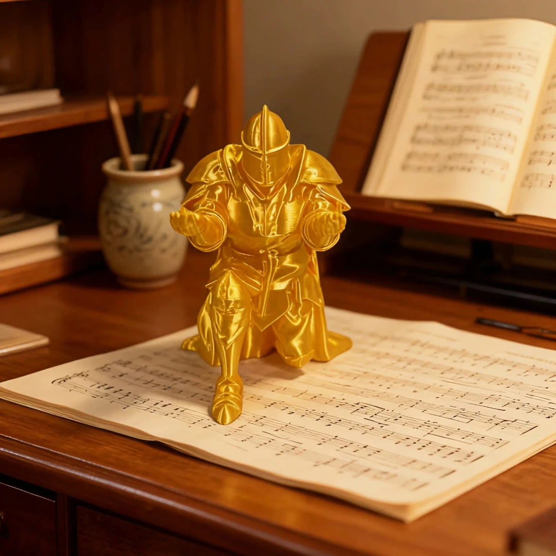 Kreativer Stifthalter mit goldenem Ritter; personalisiertes Desktop-Ornament; Aufbewahrungsregal für Füllfederhalter; Arbeitszimmer-Bürodekoration.