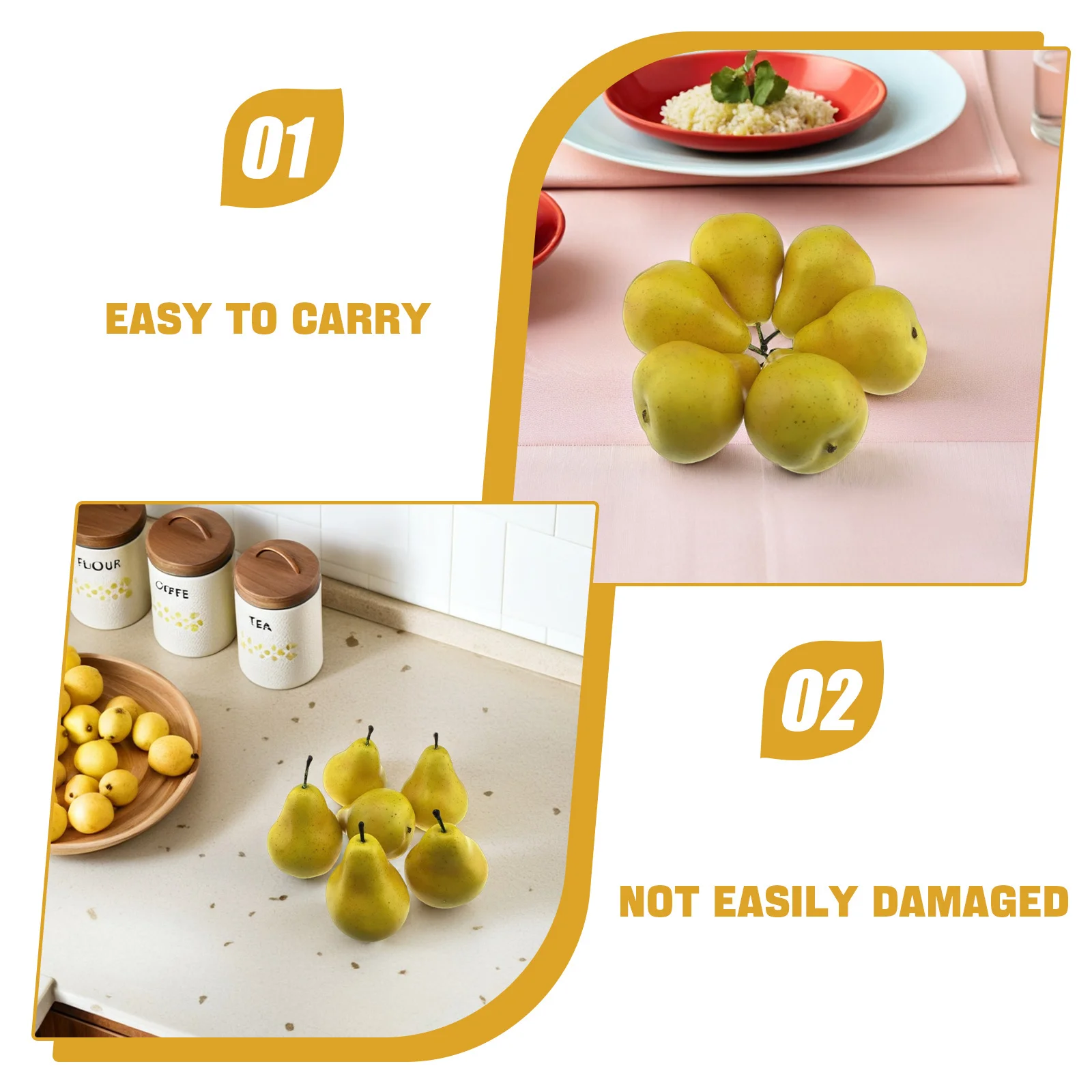 6 قطعة ديكور الكمثرى الاصطناعي محاكاة واقعية زخرفة الفاكهة ديكور المنزل صور الدعائم التعليم استخدام رياض الأطفال