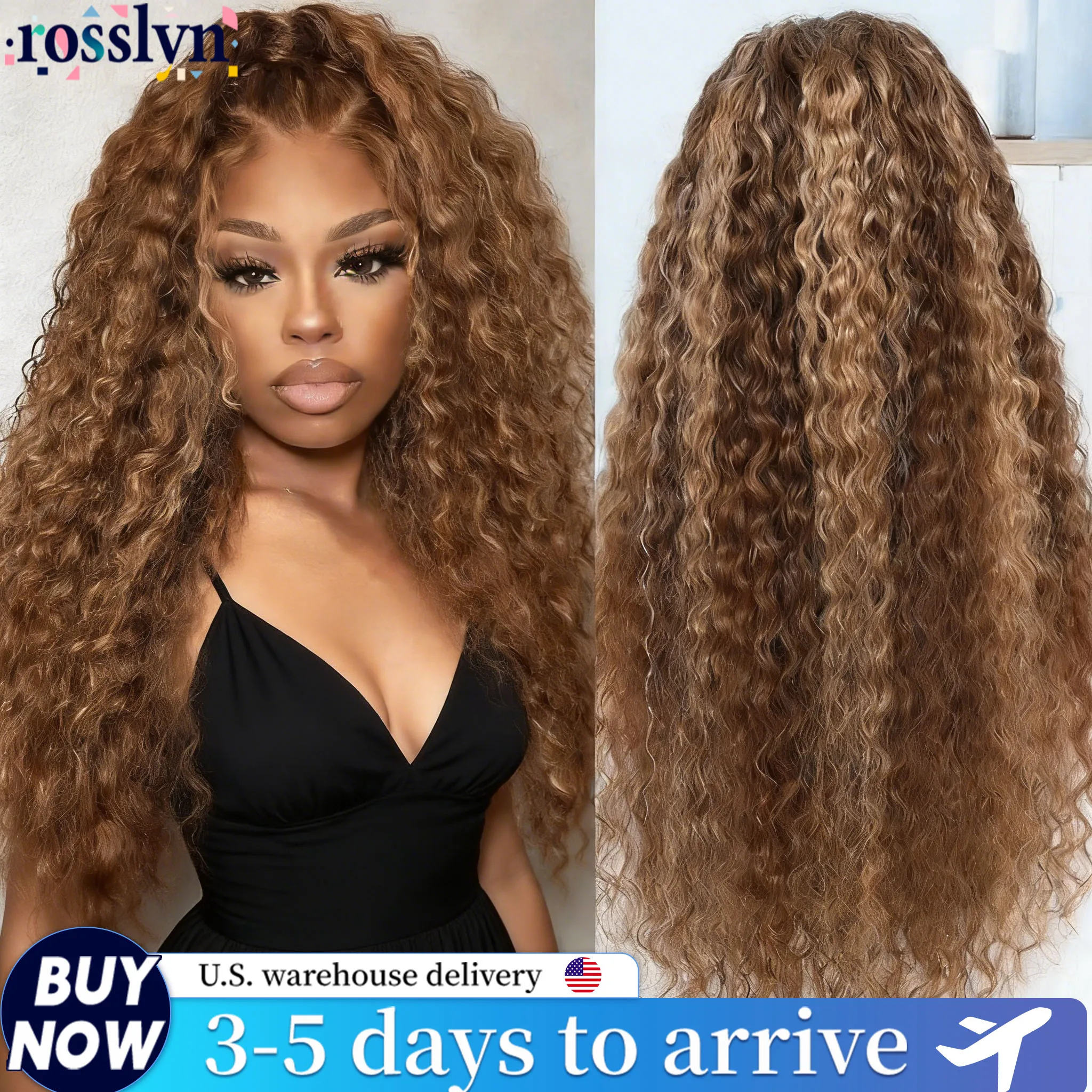 

Парик из натуральных волос Rosslyn Curly с мелированием P4/27, HD-кружевной парик 13x6, волна Water Wave, глубокая волна, плотность 200%, с детской шелушинкой