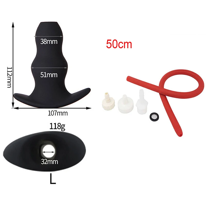 Bidet Silicone Douche clistere con tubo di risciacquo da 50CM ano nero clistere lavaggio Expander pulizia della doccia anale