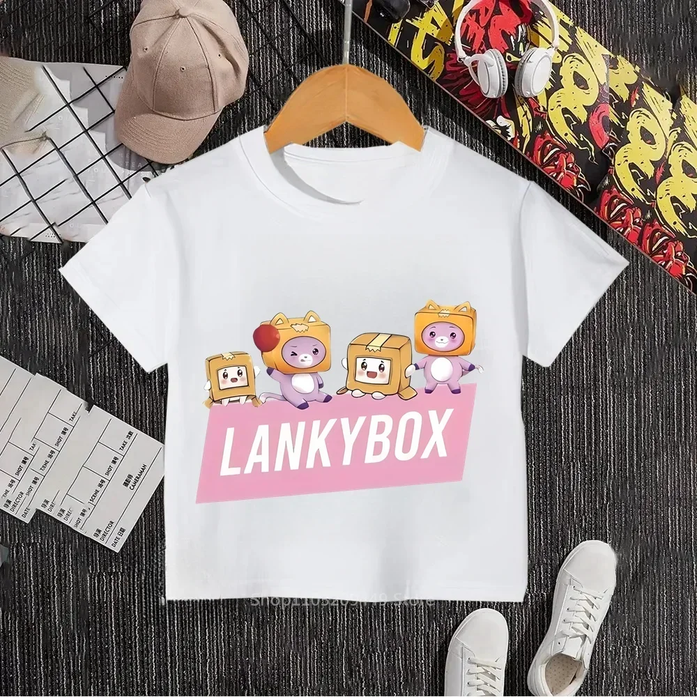 Le stampe giocattolo di tendenza adornano le magliette Lankybox crea stili alla moda e Casual per le ragazze dei ragazzi per rassodare le strade