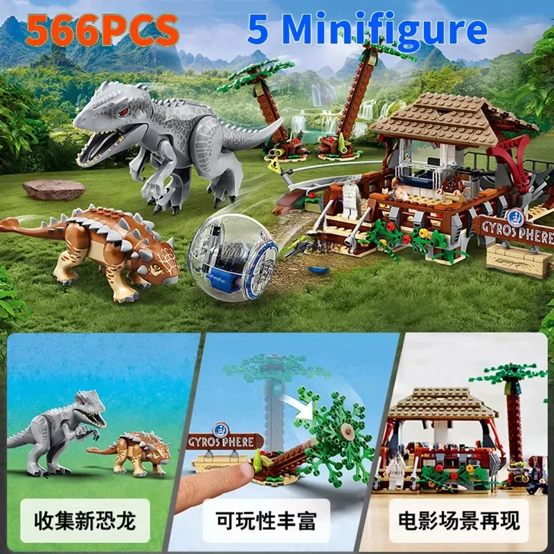 Compatibele MOC-sets Dinosaur Series Bouwstenen 76966 Dinosaur Missions: Allosaurus Transport Truck Kinderen World Park Speelgoed
