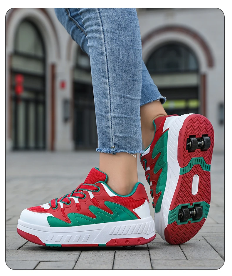Kinder-Skateboard-Schuhe Geh- und Rollschuh-Kombination Komfortabel Verschleißfest Outdoor-Rollschuh-Sneakers für Mädchen und Jungen 4 Räder – Detail 15