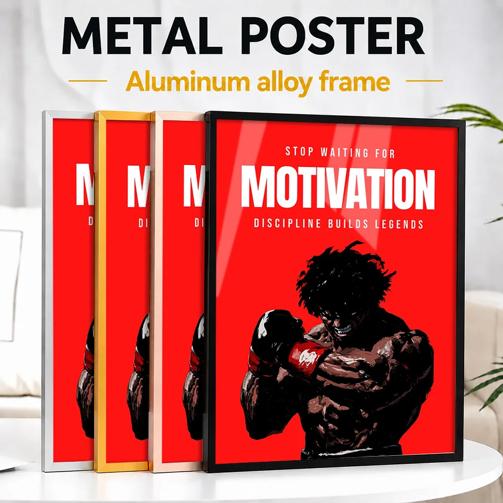Boxing Motivation Framed Metal Print Customized Photo Bold Typography Style Wall Art For Training Room Thoughtful Fighter Gift