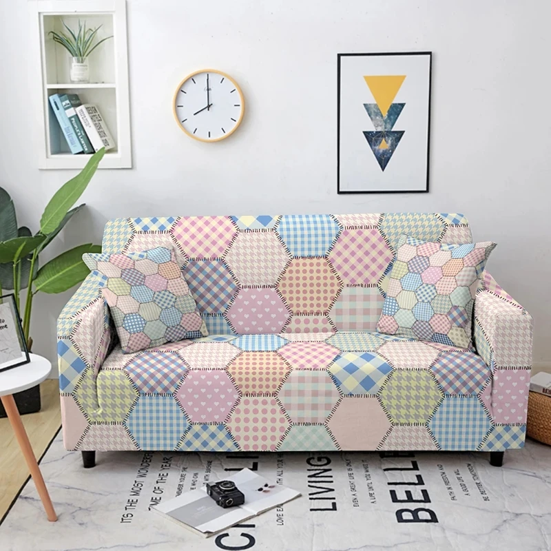 Modern Splicing Printed Sofa Cover All Inclusive Elastic Dustproof Living Room Sofa Decoration Cover Combination Sofa Universal