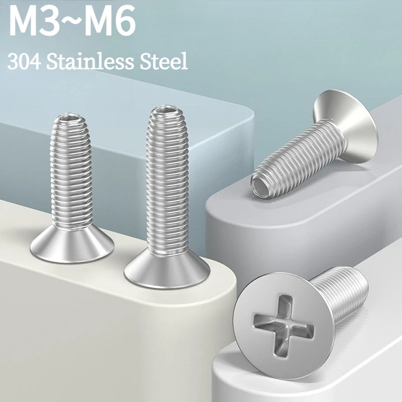 Cross Countersunk Flat Trilobular Thread Forming Screws GB6561 304 Stainless Steel M3 M4 M5 M6