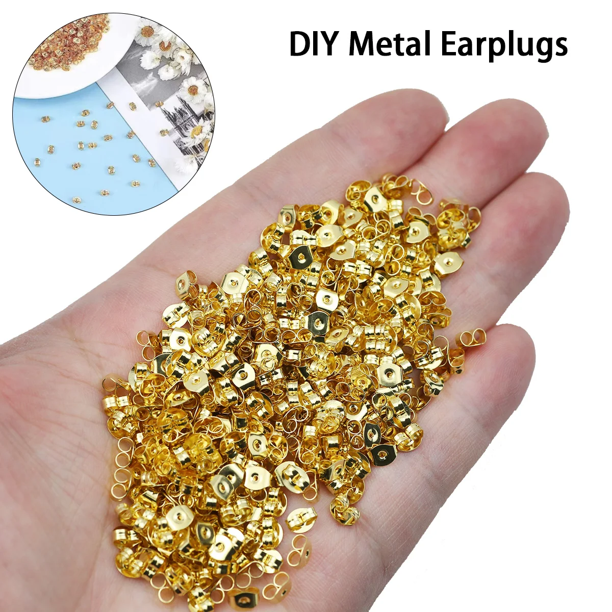 Loose Golden Earplugs Stainless Steel Metal Ear Stud Caps For Jewelry making DIY Earrings Decoration Accessories 3x6mm 50-300pcs