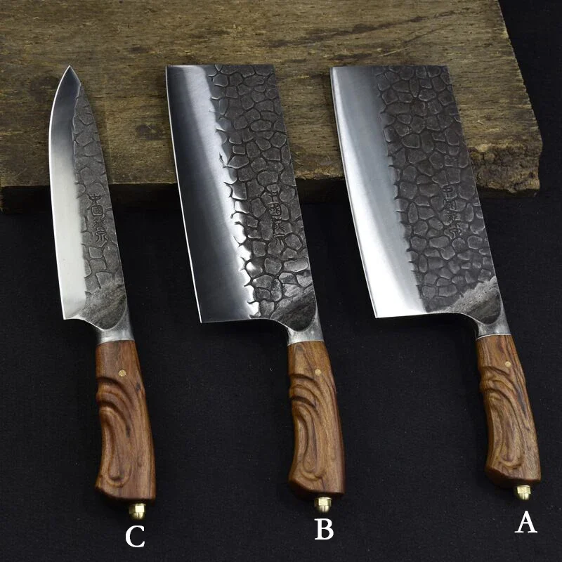 

Kitchen knife Set Hand forged grinding kitchen knife Sharp old fashioned chopping knife Chef set 5Cr15MoV steel