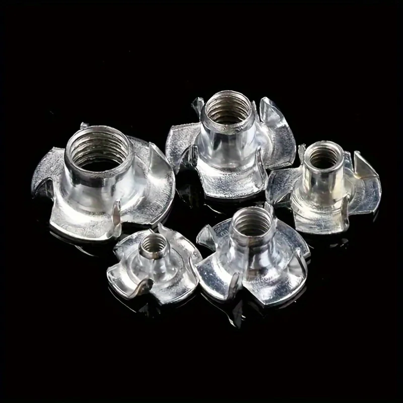 90pcs Galvanized Four-Jaw T-Nuts - M3, M4, M5, M6, M8 Sizes Available!