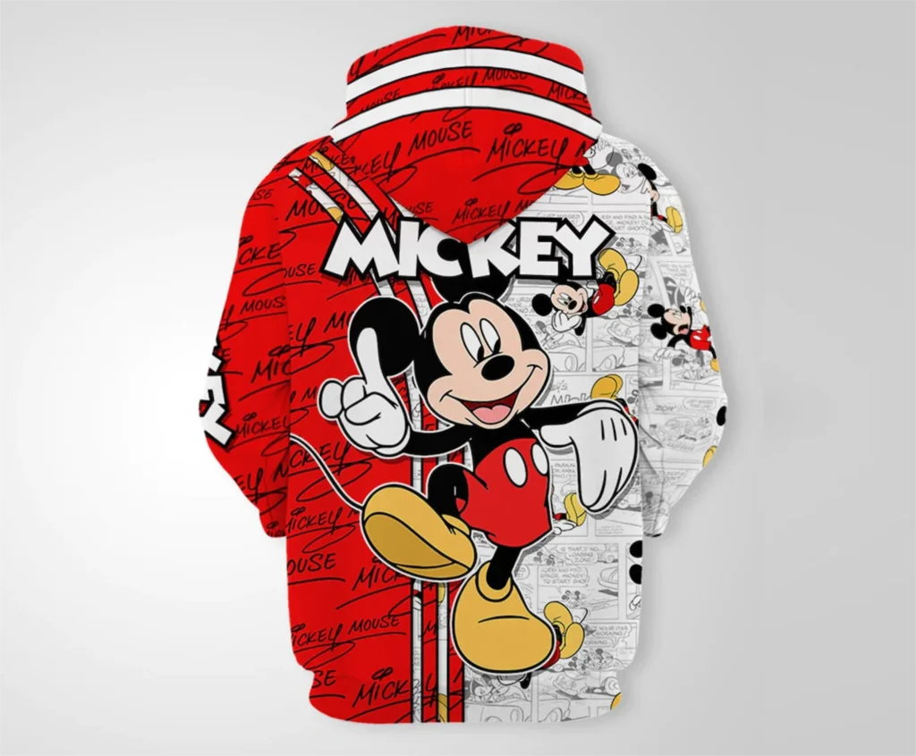 Disney-Sudadera con capucha de Mickey Mouse, color rojo, 3D, novedad de 2023