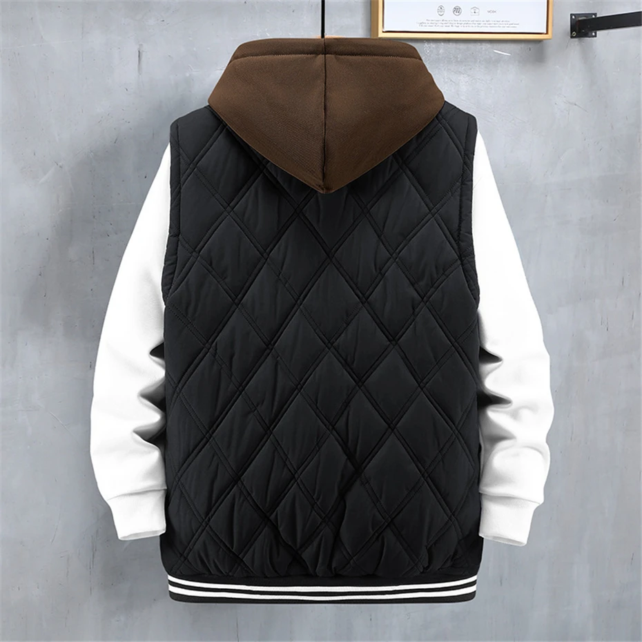 10XL 12XL Plus Size Vests Men Autumn Winter Thick Vest Sleeveless Jacket Male Fashion Casual Hooded Vest Big Size 10XL 12XL