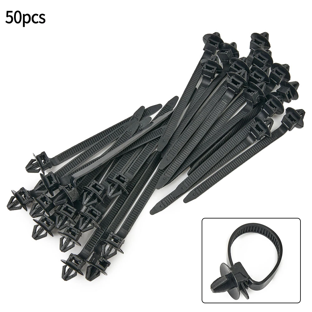 50Pcs Nylon Cable Tie Wrap Fixed Fastener Clips Push Mount Cable Zip Tie With Car Wire Routing Clips