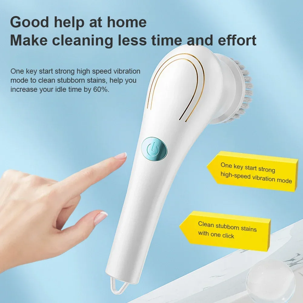 5 In 1 Electric Cleaning Brush Charging Multifunctional Bathroom Wash Kitchen Dryer VentCleaning Tool Dishwashing Brush Bathtub