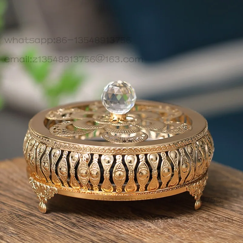 Gold Hollow Mosquito Incense Burner Light Luxury European Style Household Mosquito Coil Box Tray Modern Plate Incense Burner