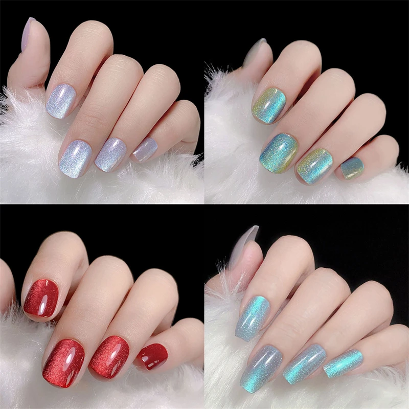 Nuovo Cat Eye Nail Patch Crystal Cat Eye Design Flash Color indossando punte per unghie unghie finte adesivi per unghie artificiali fatti a mano