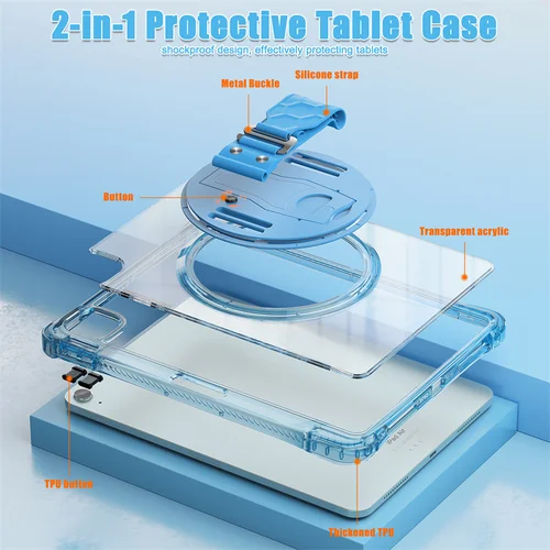 Imagen 2 del producto Para iPad Air 11 4th 5th 10th 10,9 10,2 9th A16 11th Generación Funda con correa de mano para tableta para iPad Pro 11 12,9 13 pulgadas Funda