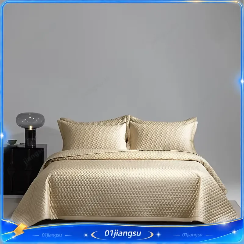 1000TC Egyptian Cotton Luxury Quilted Bedspread Queen King Size Bed Cover Mattress Topper Coverlet Bed Sheet Pillowcases Soft